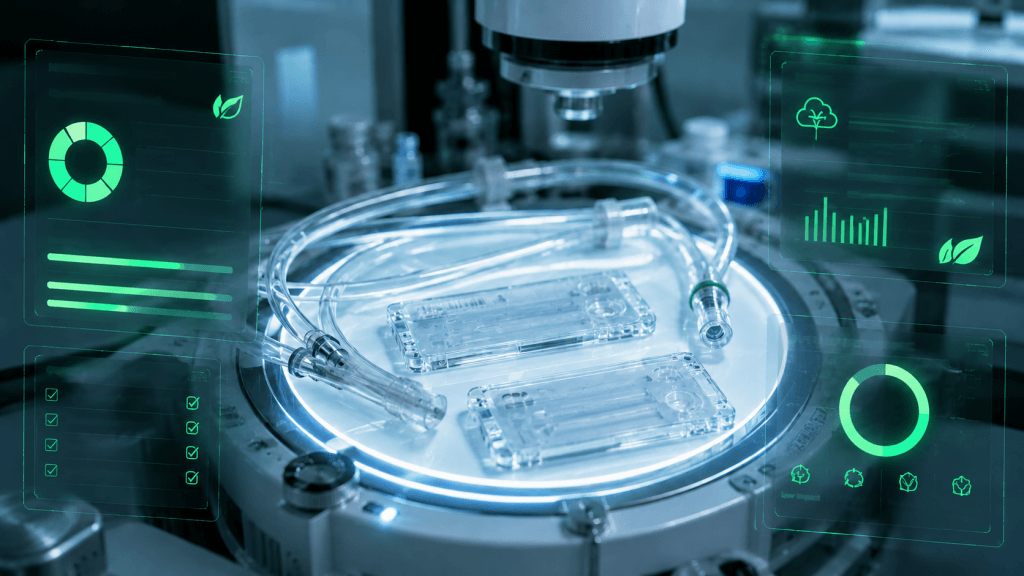 Automated compliance systems verify the lifecycle footprint of medical consumables to ensure compliance with strict environmental regulations.