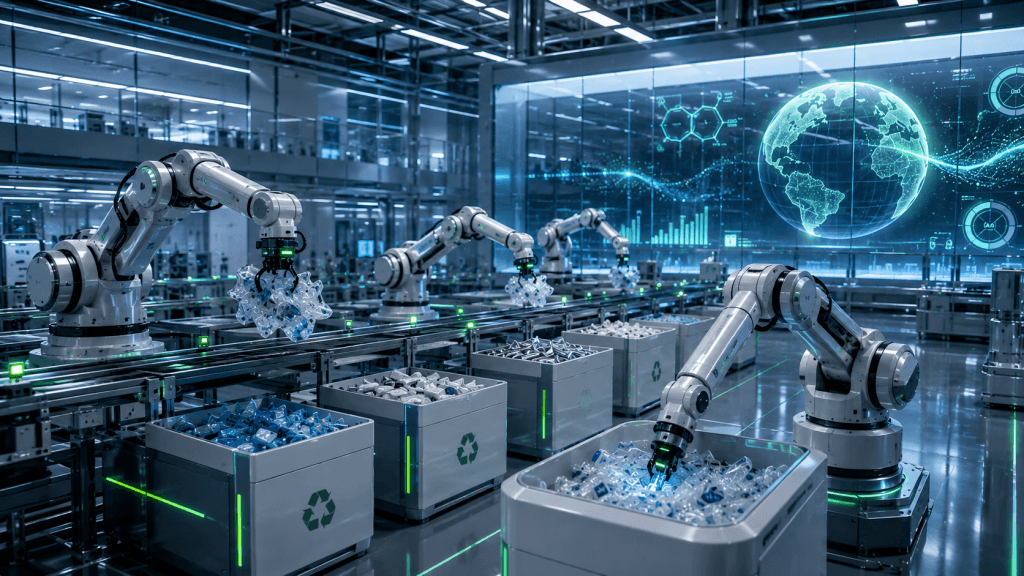Integrated cloud platforms and robotic sorting streamline closed-loop recycling networks across modern healthcare facilities.